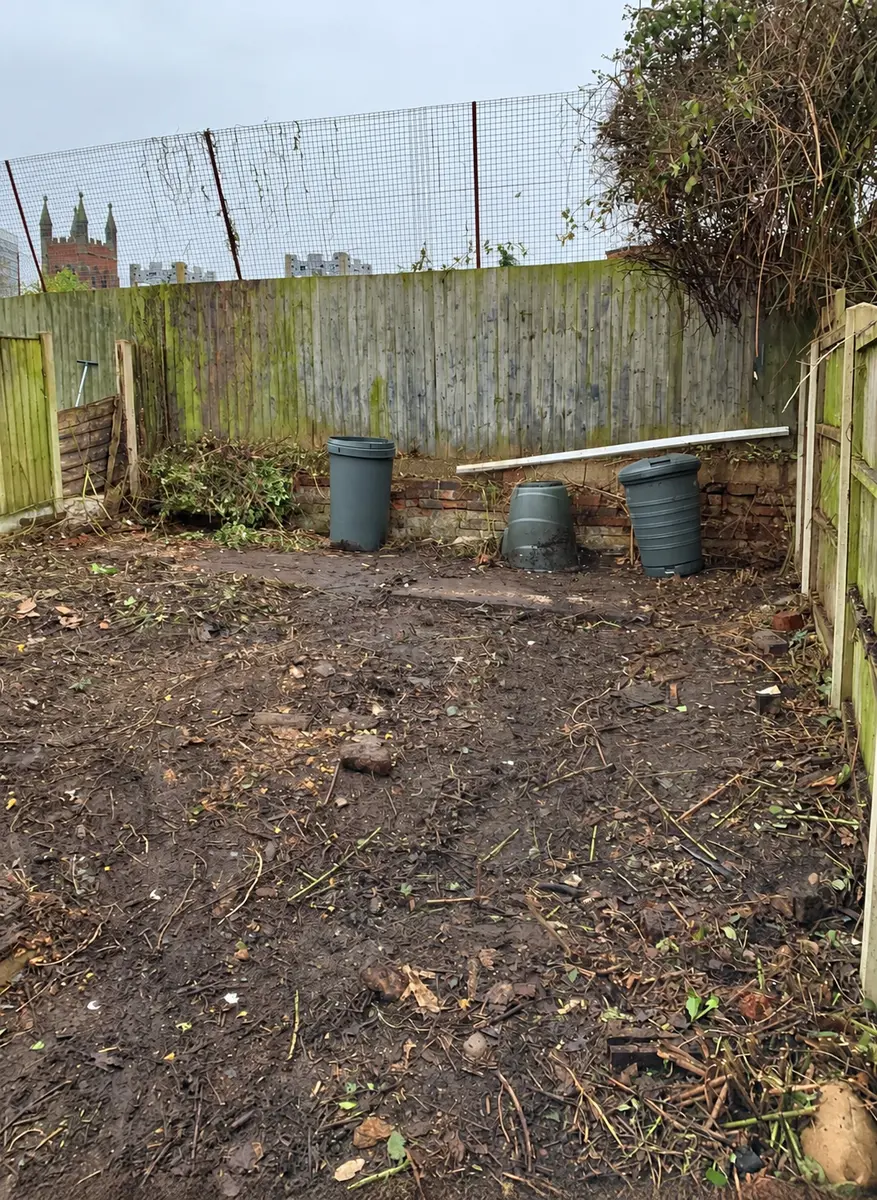 Open garden after the shed and waste were removed